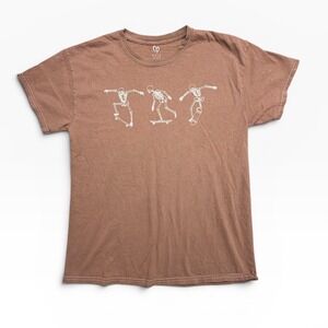 Full Tilt Mens Skeleton Skateboarder Graphic Tee Brown Short Sleeve S SKU 0665